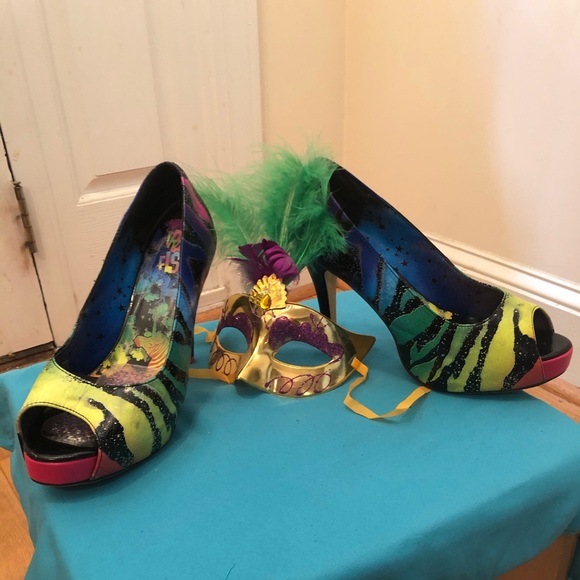 Rainbow Zebra Peep-Toe Platform Heel - Picture 4 of 7